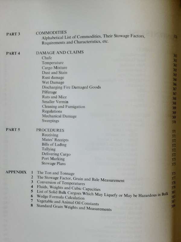 Thomas Stowage, The Properties and Stowage of Cargoes 4th Edition by Capt K S Rankin