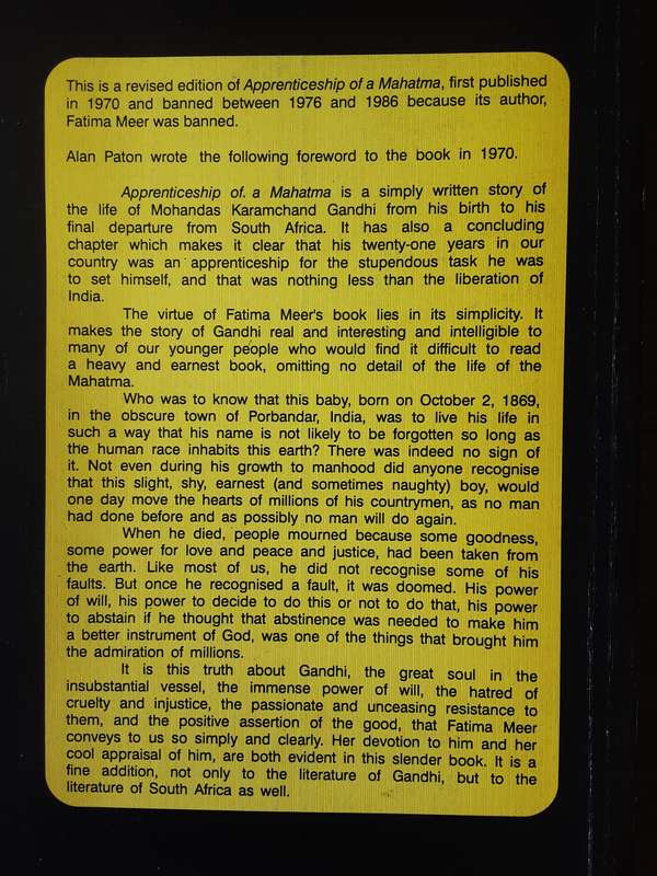 Apprenticeship of a Mahatma, A Biography of M K Gandhi 1869 1914 by Fatima Meer