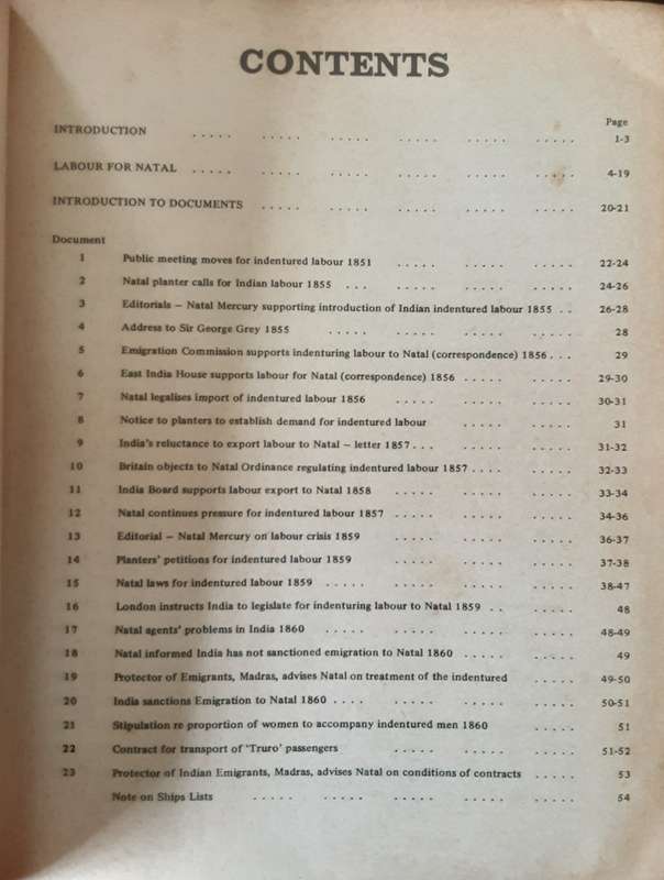 Documents of Indentured Labour Natal 1851 1917 by Y S Meer ***with letter signed Fatima Meer**