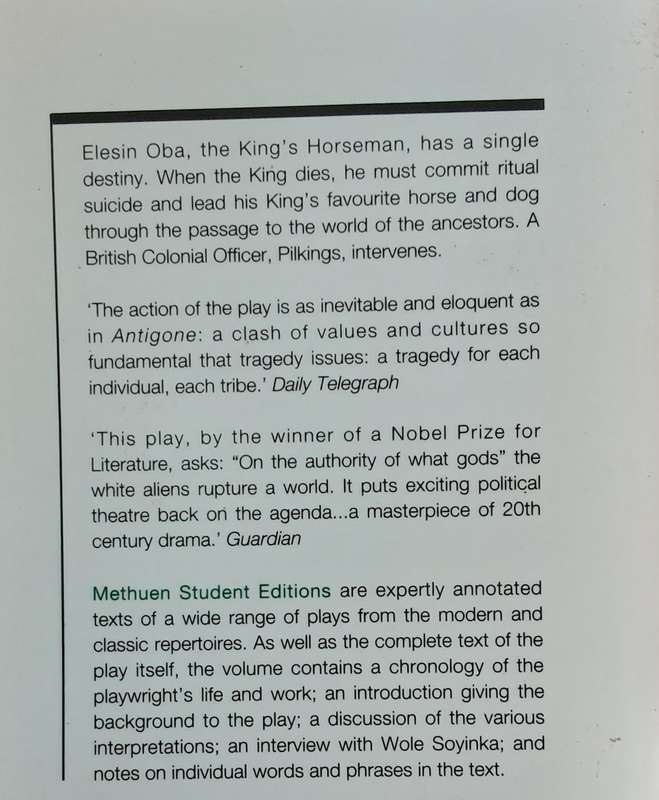 Death and the King's Horseman by Wole Soyinka, Methuen Student Edition