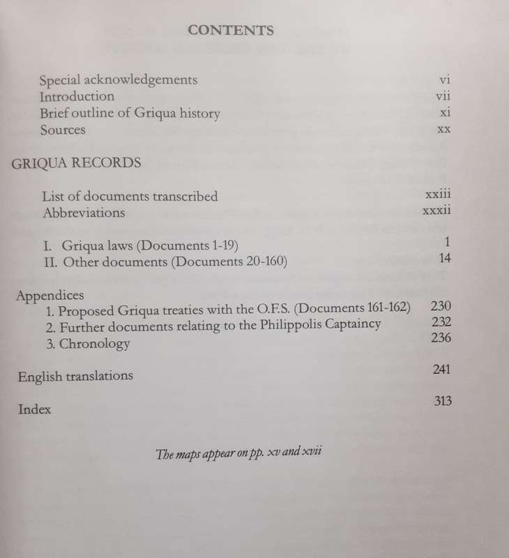 Griqua Records The Philippolis Captaincy 1825 1861 VBS II no 25 by Karel Schoeman