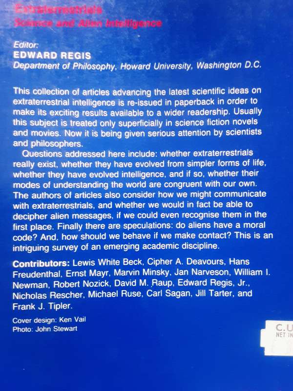 Extraterrestrials Science and Alien Intelligence edited by Edward Regis Jr