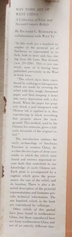 Han Tomb Art of West China, A Collection of First and Second Century Reliefs by Richard C Rudolph