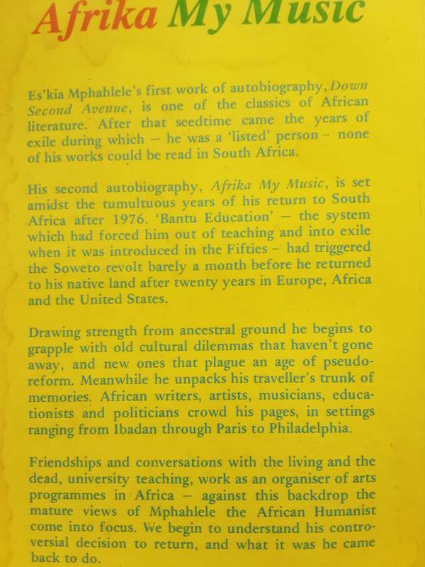 Afrika My Music An Autobiography 1957 1983 by Es' Kia Mphahlele **First Edition **