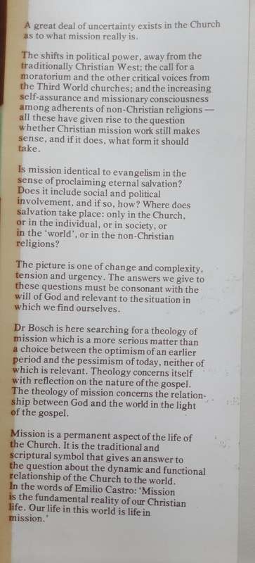 Witness to the World, The Christian Mission in Theological Perspective by David J Bosch