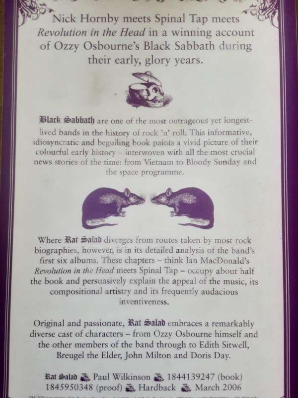 Rat Salad Black Sabbath The Classic Years 1969 1975 by Paul Wilkinson**Uncorrected Proof**