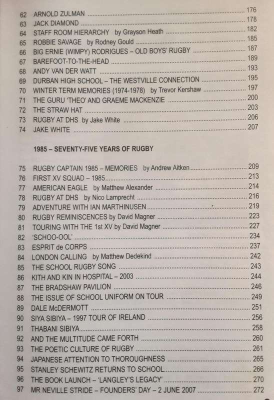 A Celebration of Rugby at Durban High School by Jeremy J Oddy Class of 1962 **SIGNED**