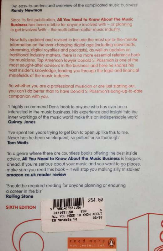 All You Need To Know About The Music Business 6th Edition by Donald S Passman