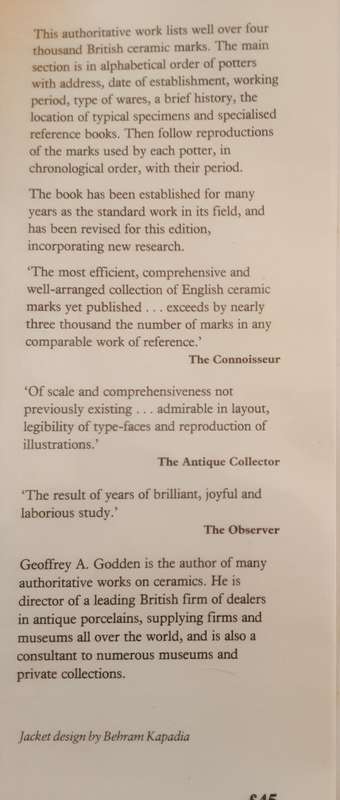 Encyclopaedia of British Pottery and Porcelain Marks by Geoffrey A Godden