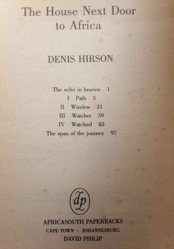 The House Next Door To Africa by Denis Hirson