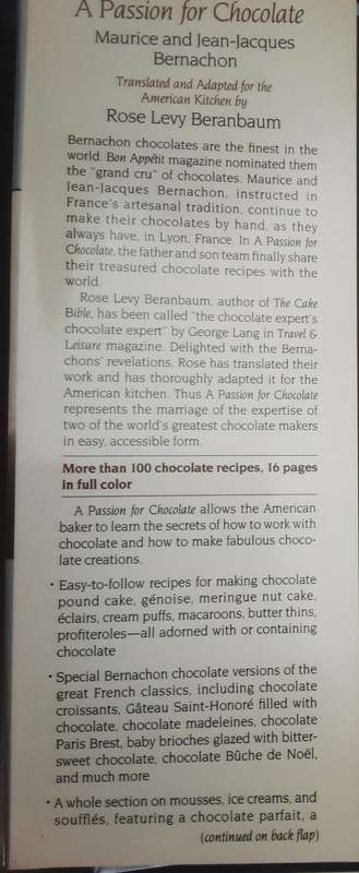 A Passion for Chocolate The French Classic by Maurice & Jean Jacques Bernachon translated by Rose Be
