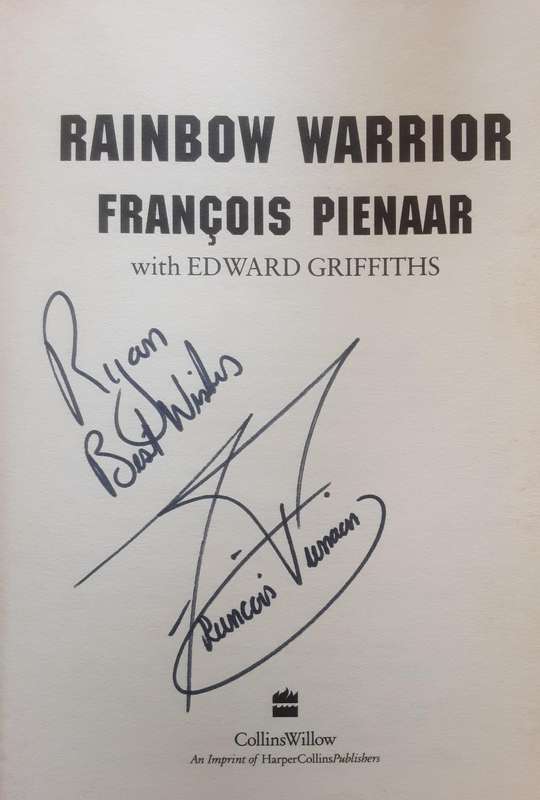 Rainbow Warrior Francois Pienaar with Edward Griffiths ***Signed by Pienaar**