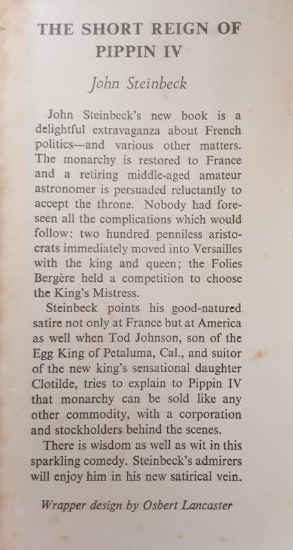 The Short Reign of Pippin IV by John Steinbeck **First Edition **