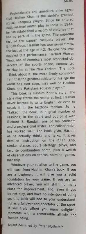 Squash Racquets The Khan Game by Hashim Khan with Richard Randell **Signed by Khan**