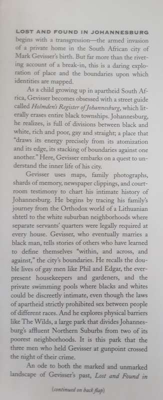 Lost and Found in Johannesburg A Memoir by Mark Gevisser