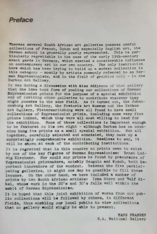 German Expressionist Prints by Hans Fransen & Jill Addleson, Text in English/Afrikaans