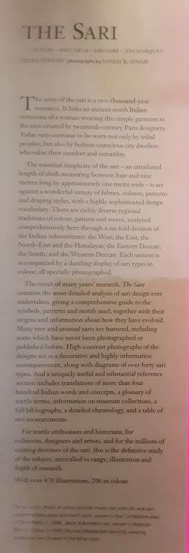 The Sari, Style, Patterns, History,  Techniques by Linda Lynton photographs by Sanjay Singh