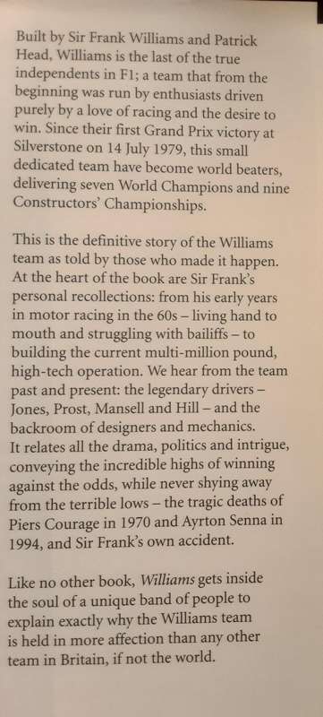 Williams by Maurice Hamilton foreward by Sir Frank Williams