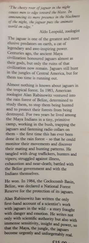 Jaguar, One Man's Struggle to Save Jaguars in the Wild by Alan Rabinowitz
