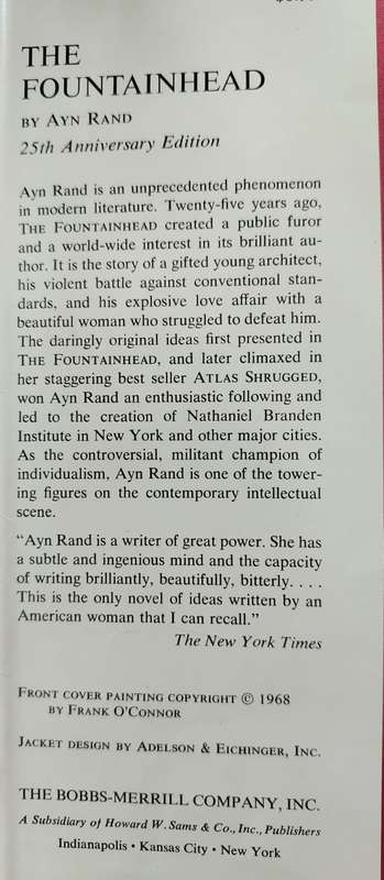 The Fountainhead by Ayn Rand **Twenty-fifth Anniversary Edition 1943 1968**