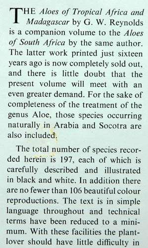 The Aloes of Tropical Africa and Madagascar -- G.W. Reynolds