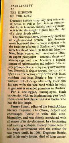 Familiarity is the Kingdom of the Lost - Dugmore Boetie with Barney Simon