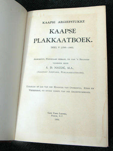 Kaapse Plakkaatboek 1795-1803 -- S.D. Naude