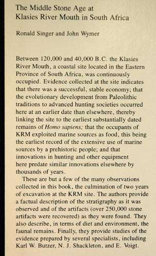 The Middle Stone Age at Klasies River Mouth in South Africa - Ronald Singer & John Wymer