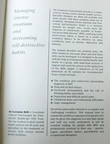 Managing Intense Emotions and Overcoming Self-Destructive Habits - A Self-Help Manual -- L. Bell