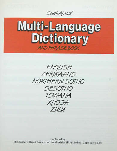 South African Multi-Language Dictionary and Phrase Book -- Reader's Digest