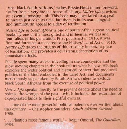 Native Life in South Africa -- Sol Plaatje