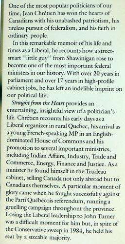 Straight from the Heart -- Jean Chretien (signed)