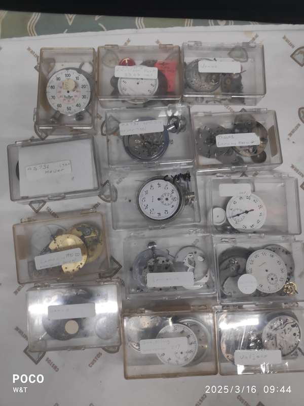 Bargain !!! TOP STOPWATCH Parts Boxes, HEUER, LEMANIA,TISSOT, EXCELSIOR PARK,VALJOUX, CYMA