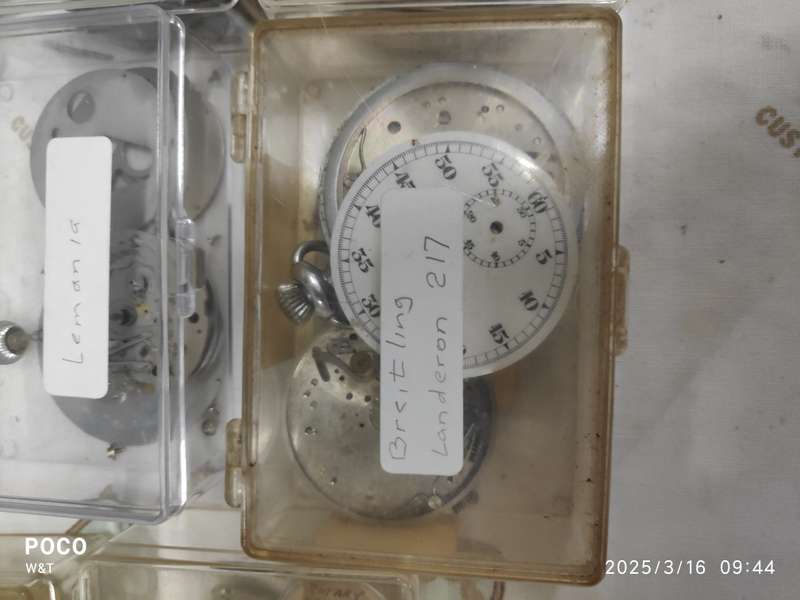 Bargain !!! TOP STOPWATCH Parts Boxes, HEUER, LEMANIA,TISSOT, EXCELSIOR PARK,VALJOUX, CYMA