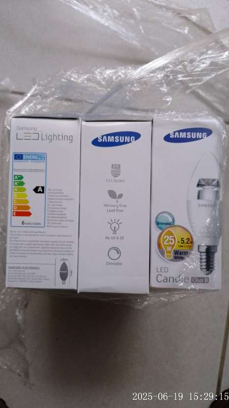 Samsung E14 led candle 5.2w dimmable warm white Pack of 12