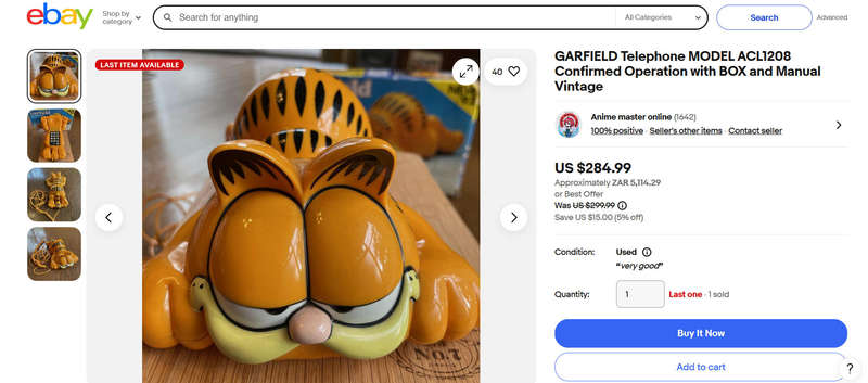 90s Incredibly rare complete in box Gafield Phone