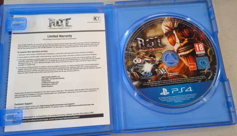 Rare Attack On Titan Wings Of Freedom PS4 Game Complete