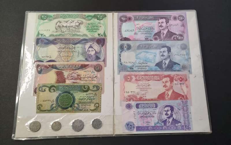 Saddam Hussain Vintage Iraq Currencies Showcase