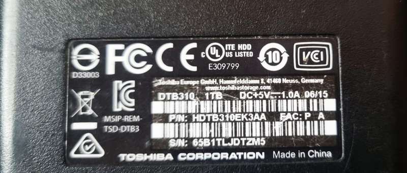 Toshiba 1TB External Hard Drive