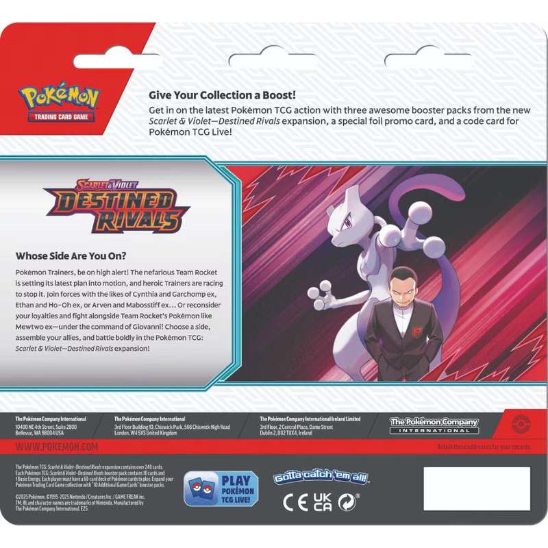 Pokemon: Scarlet & Violet 10: Destined Rivals: 3-Pack Blister