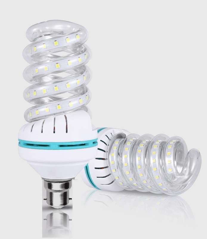 Glass Covered LED Light Bulbs. 12W Spiral Energy Saver 220V in B22 Cool White. Collections Allowed.