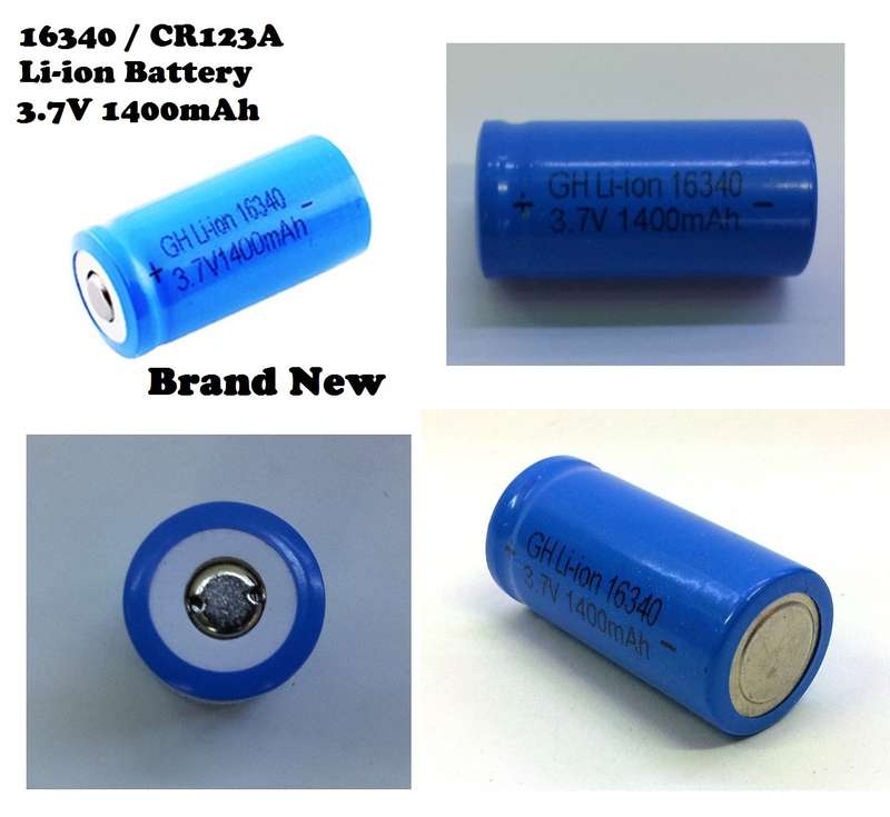 3.7V 1400mAh Li-ion Rechargeable 16340 CR123A Batteries / Cells. New Products. Collections Allowed.