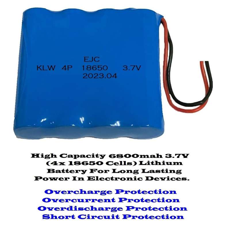 18650 Wired 3.7V 4-Cells [4P] Rechargeable Battery Pack. Parallel Connection. Collections Allowed.