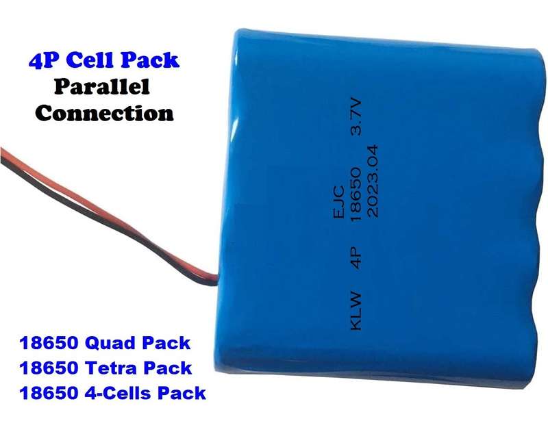 18650 Wired 3.7V 4-Cells [4P] Rechargeable Battery Pack. Parallel Connection. Collections Allowed.