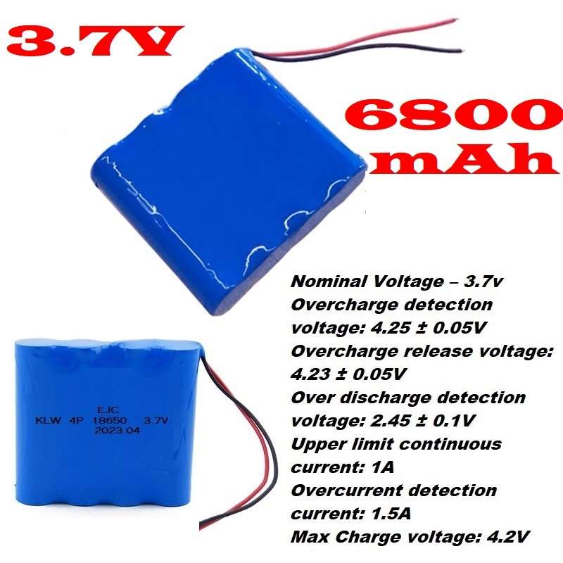 18650 Wired 3.7V 4-Cells [4P] Rechargeable Battery Pack. Parallel Connection. Collections Allowed.
