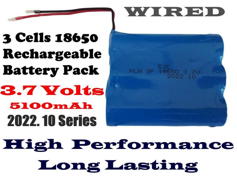 3Cells [3P] 18650 Rechargeable 3.7V 5100mAh Battery Pack In Parallel Connection. Collections Allowed