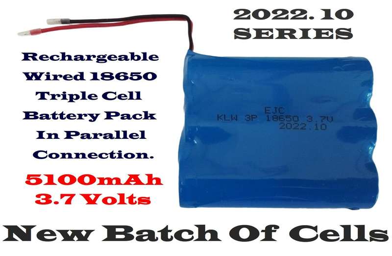 3Cells [3P] 18650 Rechargeable 3.7V 5100mAh Battery Pack In Parallel Connection. Collections Allowed