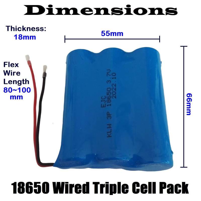 3Cells [3P] 18650 Rechargeable 3.7V 5100mAh Battery Pack In Parallel Connection. Collections Allowed