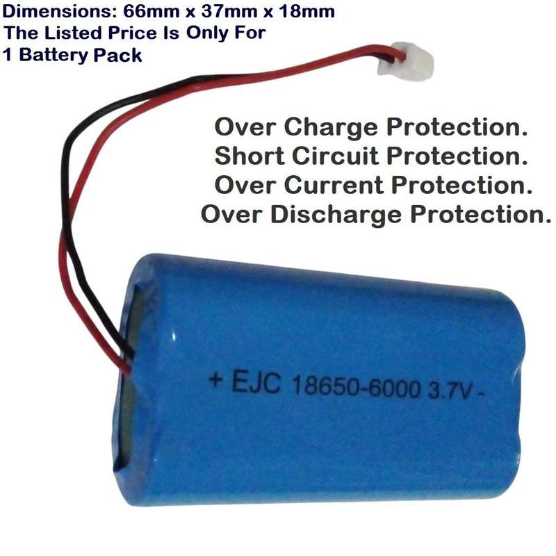 18650 Rechargeable Battery Pack 3.7V 2-Cells Pack/Twin Pack With XH2.54-2P Plug. Collections Allowed
