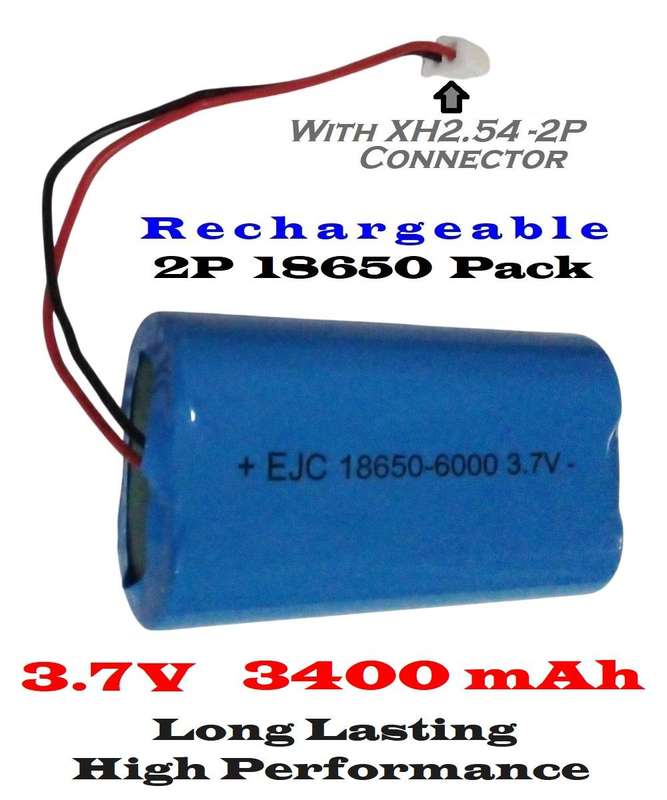 18650 Rechargeable Battery Pack 3.7V 2-Cells Pack/Twin Pack With XH2.54-2P Plug. Collections Allowed